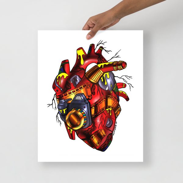Heart Drawing “Red Photographer's Heart” Anatomical Heart Art Print