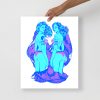 Blue Art Print "Blue Gemini Beauty" Blue Drawing Art