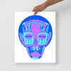 Blue Art Print "Blue African Mask 3 of 100" Blue Drawing Art