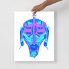 Blue Art Print "Blue African Mask 11 of 100" Blue Drawing Art