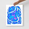 Blue Art Print "Abstract Wave of Thoughts 3" Blue Drawing Art