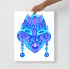 Blue Art Print "African Mask 97 of 100" Blue Drawing Art
