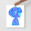 Blue Afrocentric Art Print "Beautiful Mind" Afrocentric Wall Art