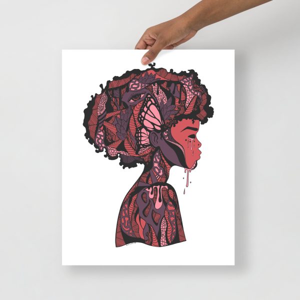 Mauve Rose Afrocentric Art Print "Beautiful Mind" Afrocentric Wall Art