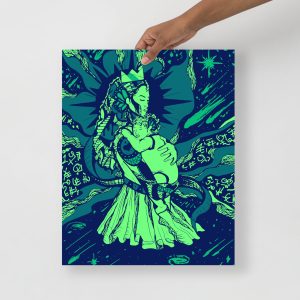 Green Mom Art Drawing “Mother of Moon” Art for Mom