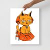 Black and Orange Cat Drawing “Wicked Cat on a Heart” Cat Art Print