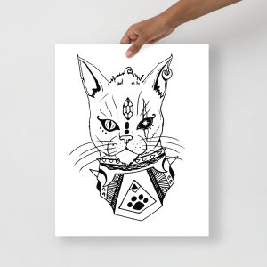 Cat Drawing “Divine Cat” Cat Art Print