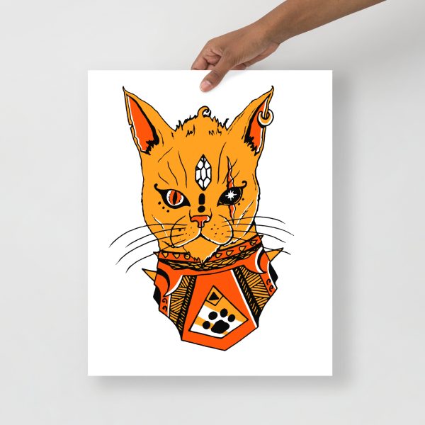 Black and Orange Cat Drawing “Divine Cat” Cat Art Print