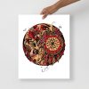 Royal Red Skull Artwork "Skull and Dreamcatcher Circle" Skull Drawing