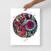 Sunset Skull Artwork "Skull and Dreamcatcher Circle" Skull Drawing