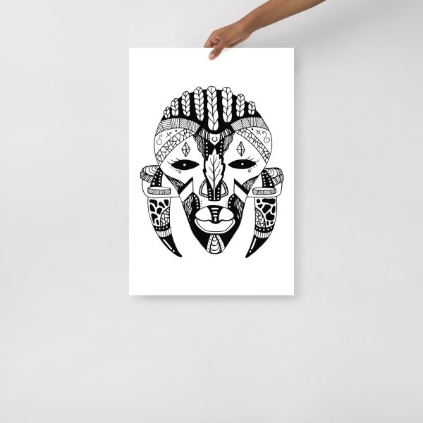 African Mask Drawing "Mask 99 of 100" African Masks Art - Image 3