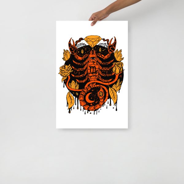 Orange Wall Art Print "Mystic Scorpio Zodiac" Orange Art - Image 3