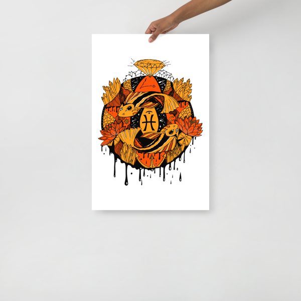Orange Wall Art Print "Mystic Pisces Motion" Orange Art - Image 3