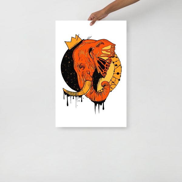 Orange Wall Art Print "Royal Elephant" Orange Art - Image 3