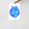 Blue Art Print "Blue Cosmic Heart" Blue Drawing Art - Image 3