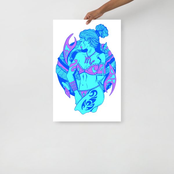 Blue Art Print "Blue Scorpio Beauty" Blue Drawing Art - Image 3