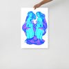 Blue Art Print "Blue Gemini Beauty" Blue Drawing Art - Image 3