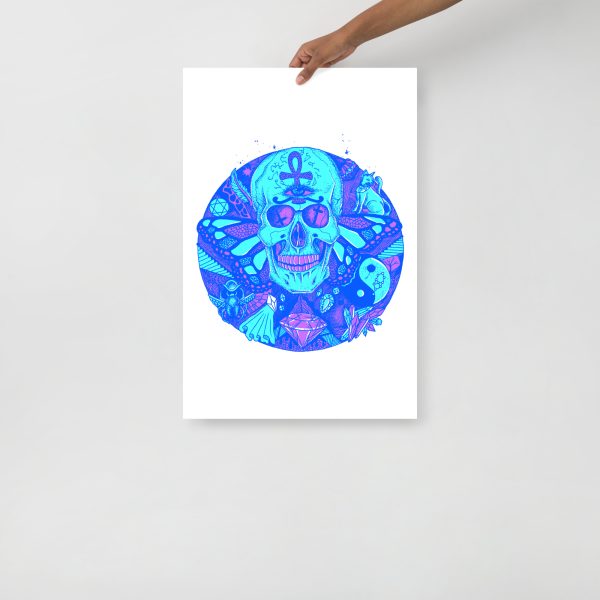 Blue Art Print "Blue Circle of Humanity" Blue Drawing Art - Image 3