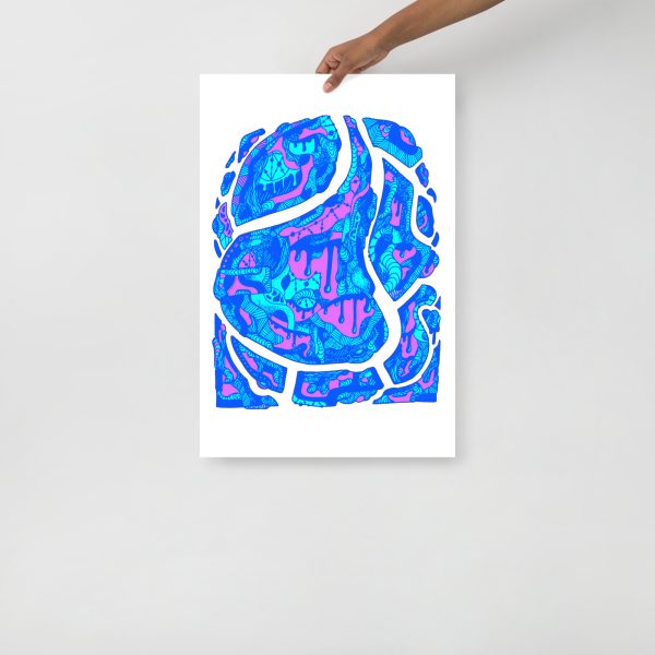 Blue Art Print "Abstract Wave of Thoughts 3" Blue Drawing Art - Image 3