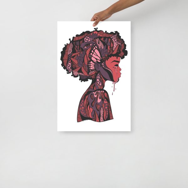 Mauve Rose Afrocentric Art Print "Beautiful Mind" Afrocentric Wall Art - Image 3