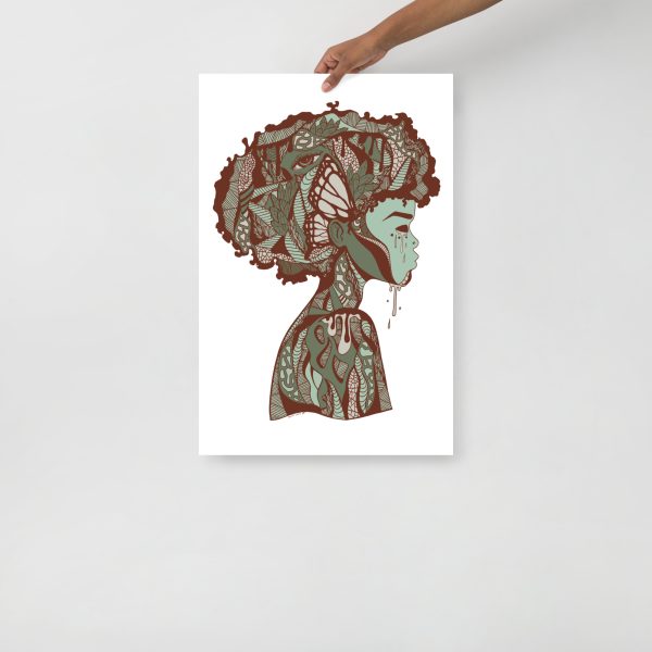 Sage Green Afrocentric Art Print "Beautiful Mind" Afrocentric Wall Art - Image 3