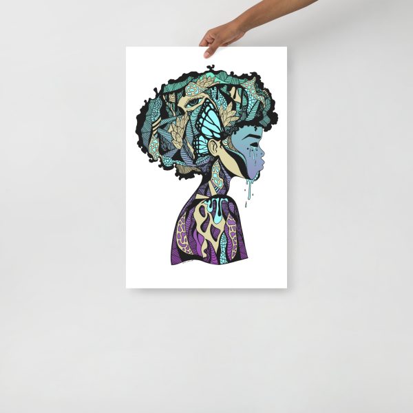 Purple Afrocentric Art Print "Beautiful Mind" Afrocentric Wall Art - Image 3