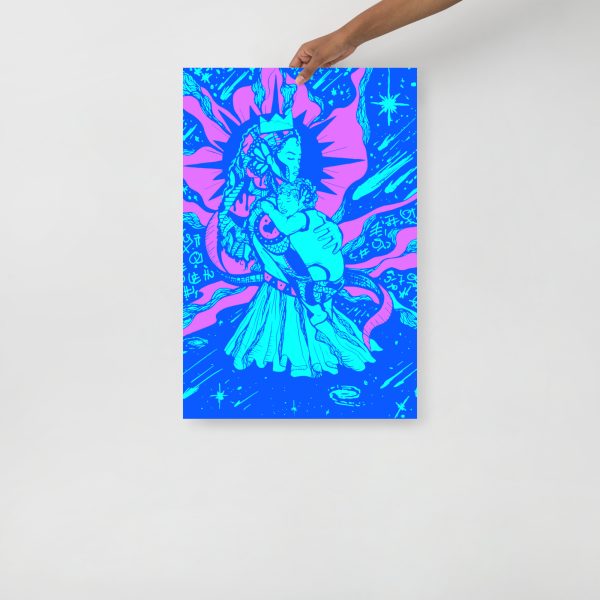 Blue Mom Art Drawing “Mother of Moon” Art for Mom - Image 3