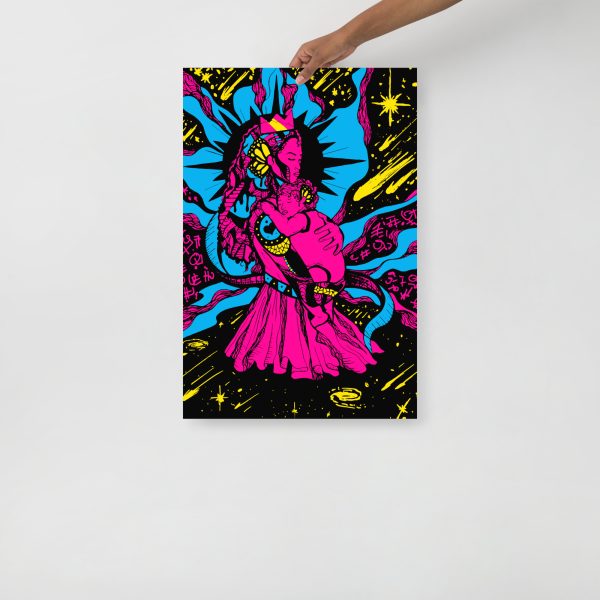 CMYK Pink Mom Art Drawing “Mother of Moon” Art for Mom - Image 3