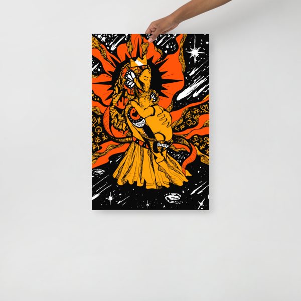 Black and Orange Mom Art Drawing “Mother of Moon” Art for Mom - Image 3