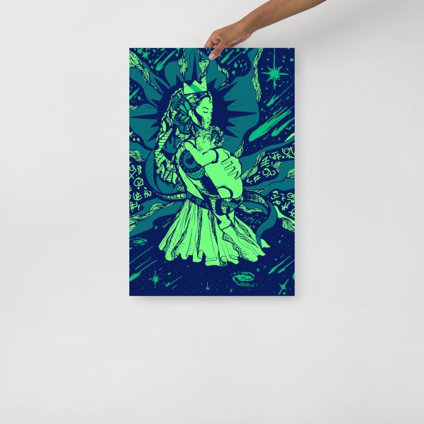 Green Mom Art Drawing “Mother of Moon” Art for Mom - Image 3