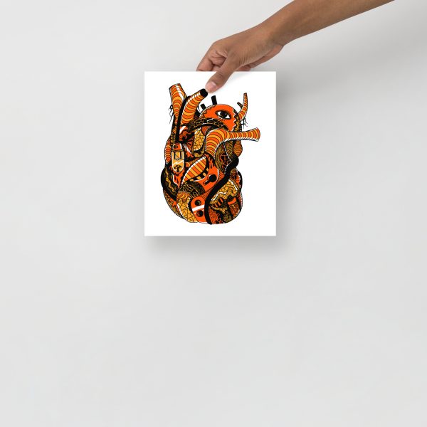 Light Heart Art Print | Orange and Black Anatomical Heart Wall Art Prints - Image 3