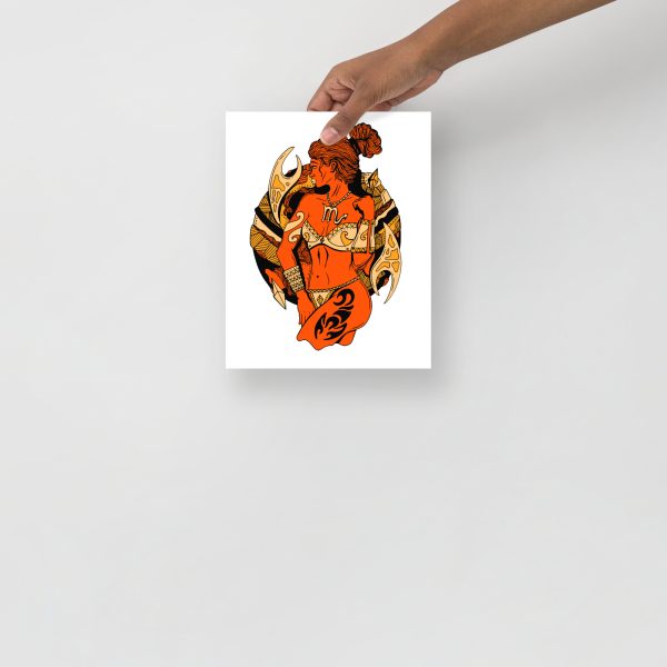 Scorpio Warrior Woman Orange Art Print | Scorpio Woman Wall Art - Image 3