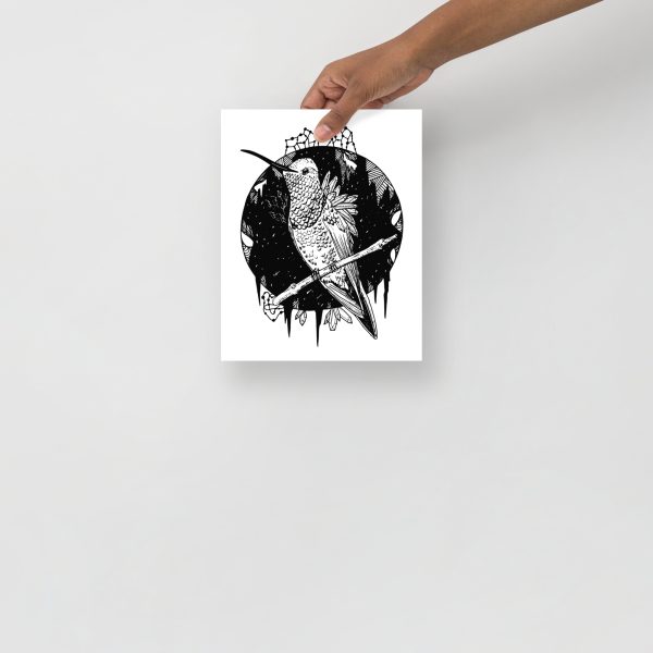 Hummingbird Wall Art “Gazing Hummingbird" Hummingbird Line Art Print - Image 3