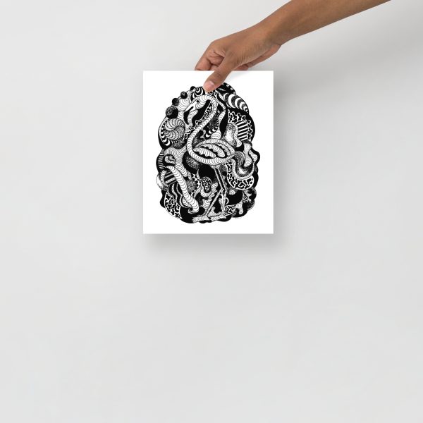 "Lost Flamingo" Flamingo Wall Art | Flamingo Line Art Print - Image 3