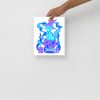 Blue Cat Drawing “Magical Cat of Fortune” Cat Art Print (Electric Blue Edition) - Image 3