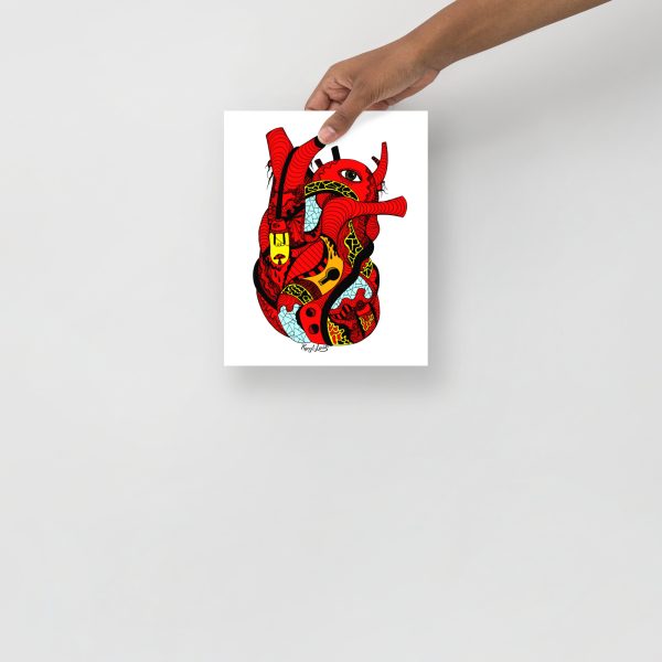 Heart Drawing “Red Light Heart” Anatomical Heart Art Print - Image 3