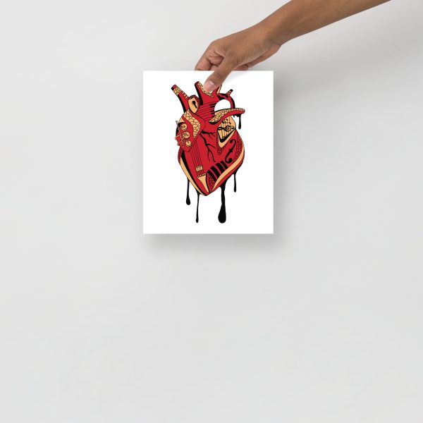 Heart Drawing “Musical Heart” Anatomical Heart Art (Red and Cream) - Image 3