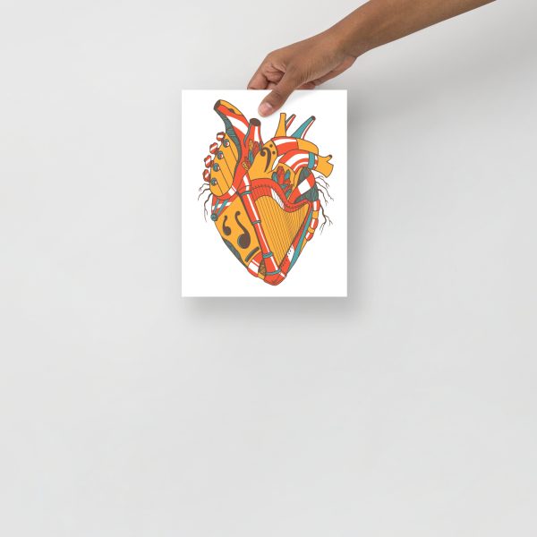 Heart Drawing “Musical Heart No. 2” Anatomical Heart Art (Cafe) - Image 3