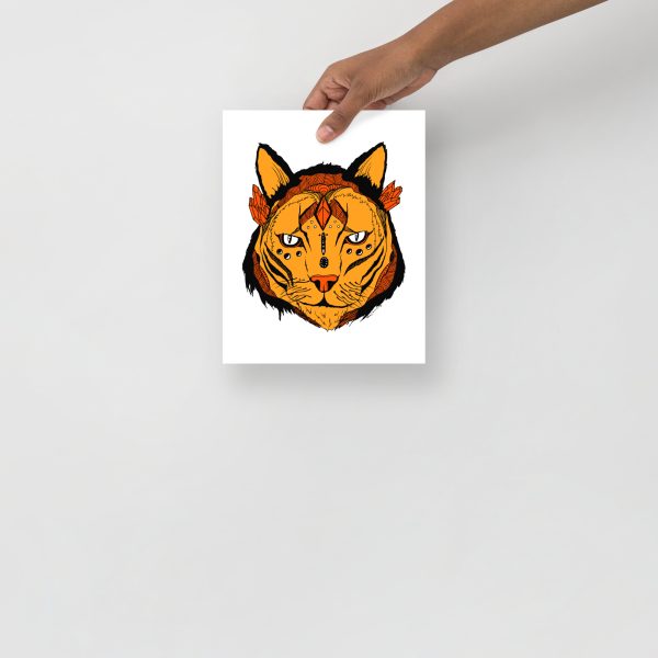 Orange Wall Art Print "Mystical Wildcat" Orange Art - Image 4
