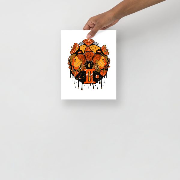 Orange Wall Art Print "Mystic Gemini Zodiac" Orange Art - Image 4