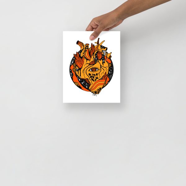 Orange Wall Art Print "Cosmic Heart" Orange Art - Image 4
