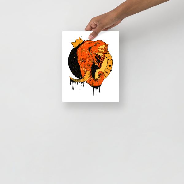 Orange Wall Art Print "Royal Elephant" Orange Art - Image 4