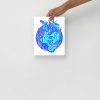 Blue Art Print "Blue Cosmic Heart" Blue Drawing Art - Image 4