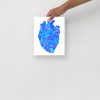 Blue Art Print "Blue Transparent Heart" Blue Drawing Art - Image 4