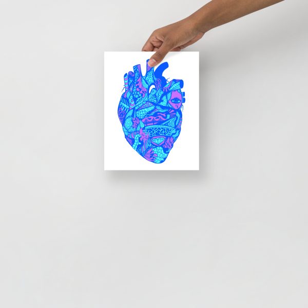 Blue Art Print "Blue Transparent Heart" Blue Drawing Art - Image 4