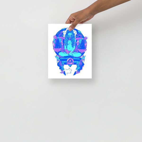Blue Art Print "Blue Libra Beauty" Blue Drawing Art - Image 4