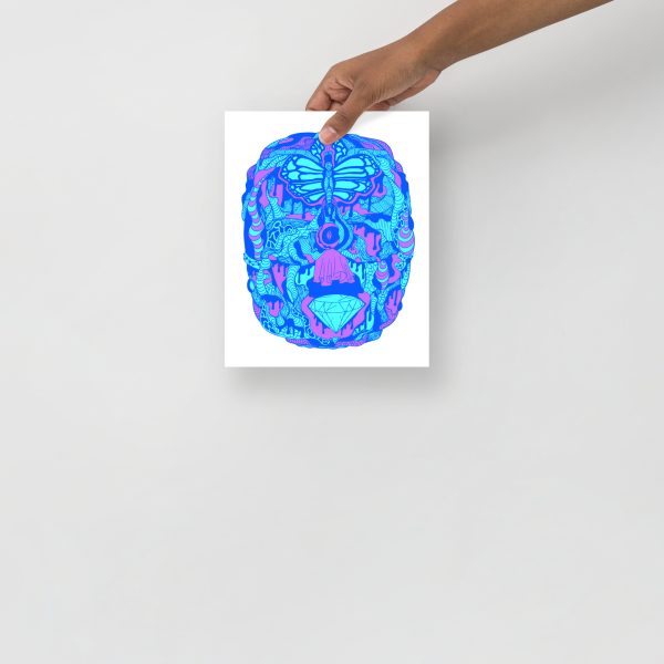 Blue Art Print "Blue Metamophosis Wave of Thoughts" Blue Drawing Art - Image 4