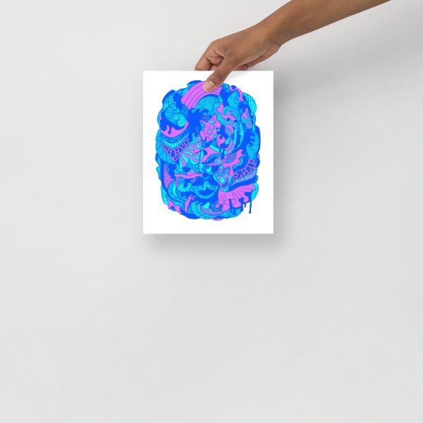 Blue Art Print "Abstract Wave Of Thoughts 2" Blue Drawing Art - Image 4