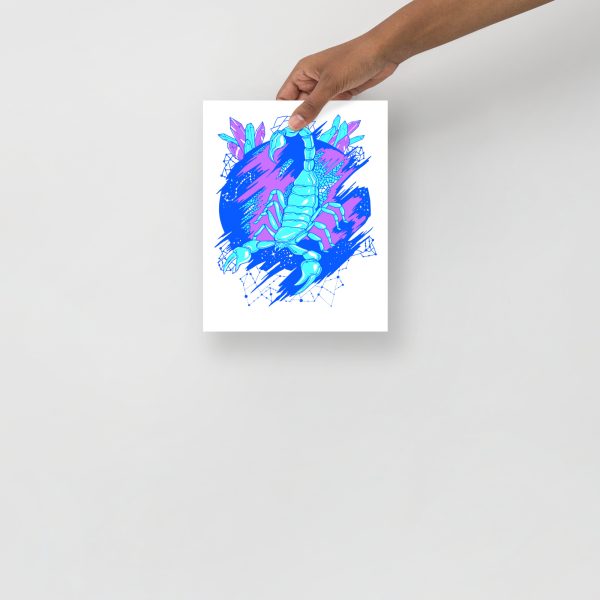 Blue Art Print "Blue Cosmic Scorpion" Blue Drawing Art - Image 4