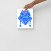 Blue Art Print "African Mask 97 of 100" Blue Drawing Art - Image 4